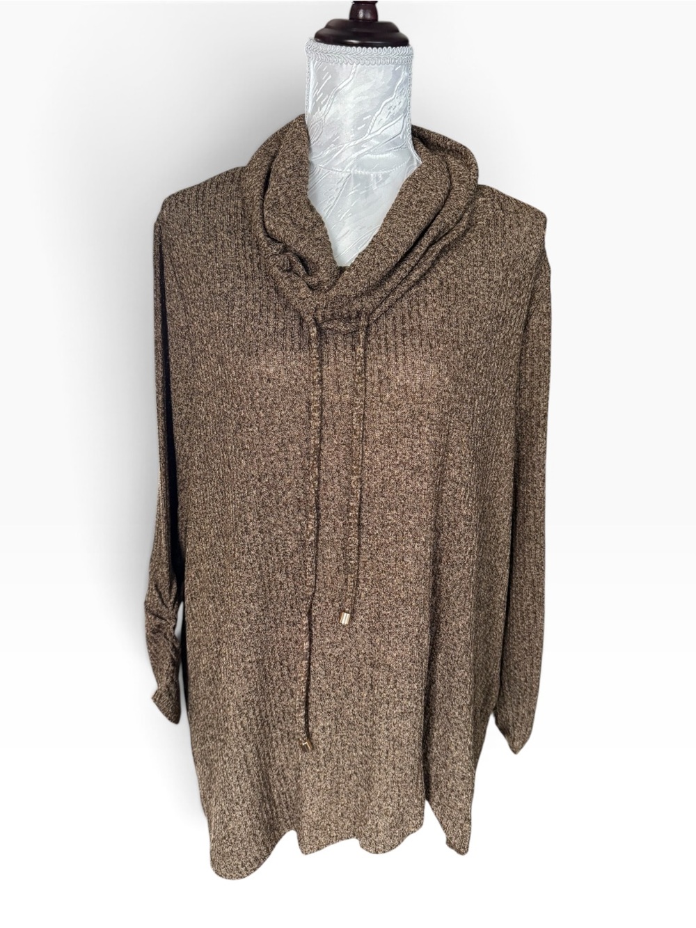 Rafaella Weekend Cowl Neck Drawstring Knit Sweater